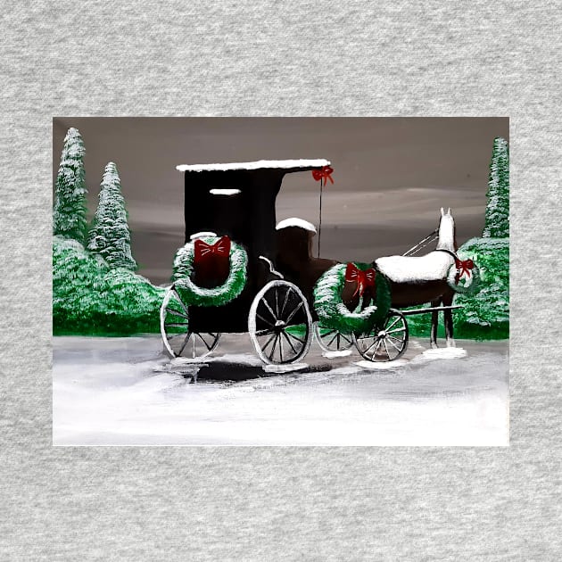 Horse and cart christmas painting by LukjanovArt